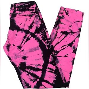 Venus Pink and Black Tie-Dye Leggings Small